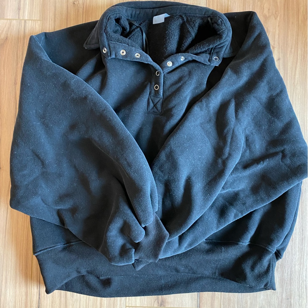 Black Hoodie with Snap Buttons